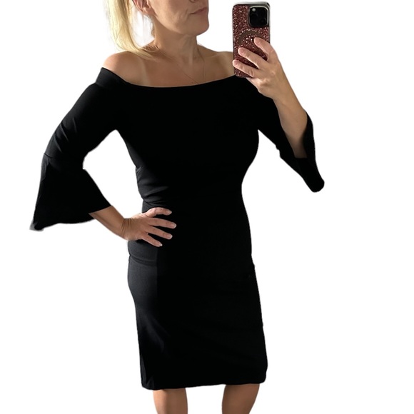 H&M Dresses & Skirts - H&M Off Shoulder Bell Sleeves Black Dress